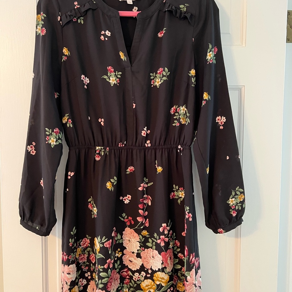 Floral Black Mini Dress